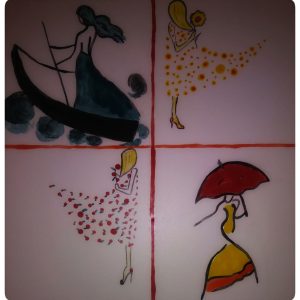 کاشی طرح زنان شاد