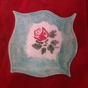 بشقاب سرامیکی طرح گل رز