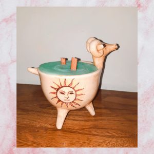 جا شمعی سفالی طرح بز سنتی